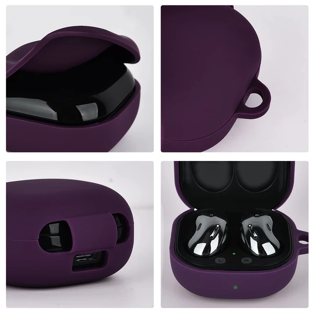 Alt view image 2 of 6 - Silicone Case Compatible with Samsung Galaxy Buds 2 Pro/Galaxy Buds 2/ Galaxy Buds Pro/Galaxy Buds Live Case (Dark Purple)
