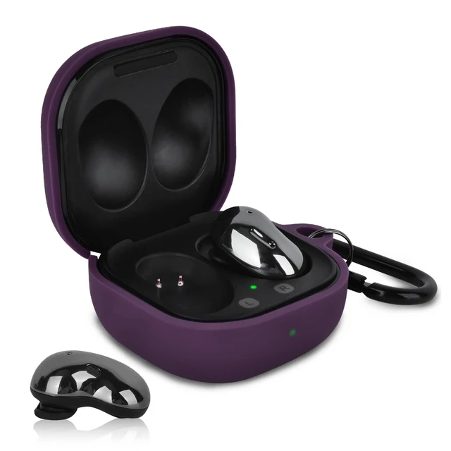 Alt view image 3 of 6 - Silicone Case Compatible with Samsung Galaxy Buds 2 Pro/Galaxy Buds 2/ Galaxy Buds Pro/Galaxy Buds Live Case (Dark Purple)