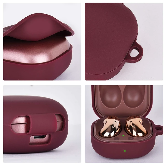 Alt view image 3 of 7 - Silicone Case Compatible with Samsung Galaxy Buds 2 Pro/Galaxy Buds2/ Galaxy Buds Pro/Galaxy Buds Live Case (Burgundy)