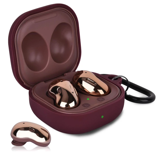 Alt view image 4 of 7 - Silicone Case Compatible with Samsung Galaxy Buds 2 Pro/Galaxy Buds2/ Galaxy Buds Pro/Galaxy Buds Live Case (Burgundy)