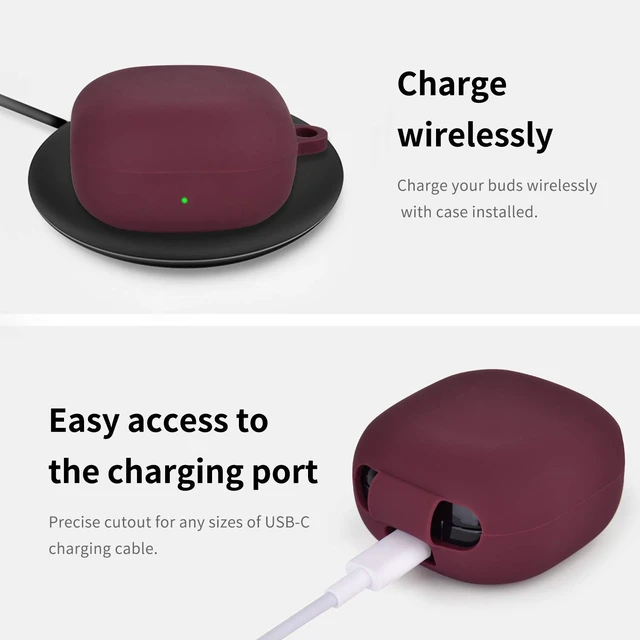 Alt view image 6 of 7 - Silicone Case Compatible with Samsung Galaxy Buds 2 Pro/Galaxy Buds2/ Galaxy Buds Pro/Galaxy Buds Live Case (Burgundy)