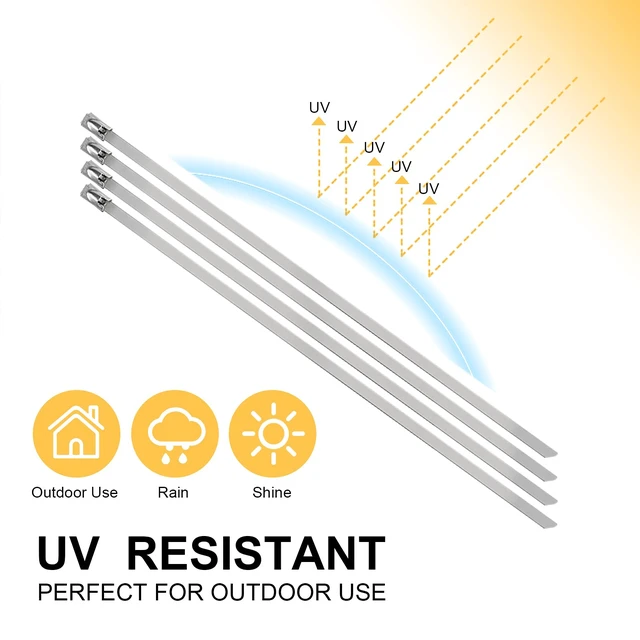 Alt view image 5 of 7 - Metal Zip Ties 100 Pcs 19.7 in Premium Heavy Duty Stainless Steel Wire Multifunctional Locking Exhaust Wrap Flexible Durable