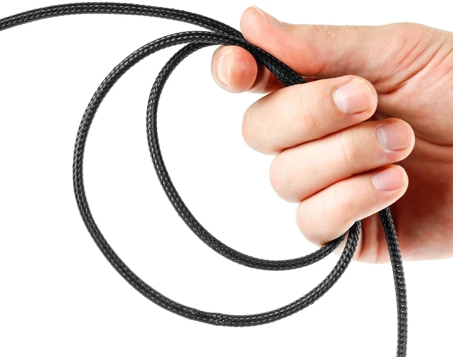 Alt view image 4 of 7 - 96ft Wire Loom Braided Cable 1/4, 1/2, 3/4 Inch,Black and Blue Wire Loom Braided Cable Sleeve Covers, with 127 Heat Shrink for Audio Video Cables, Protects from Pets, Flexible Organizer
