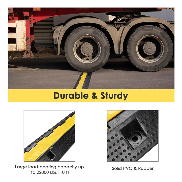 Alt view image 2 of 7 - Cable Ramp Protector 1 Channel Garden Hose Protecitive 22000 Lbs Load Capacity Heavy Duty Speed Bump for Road Driveway Walkway, 2 Packs