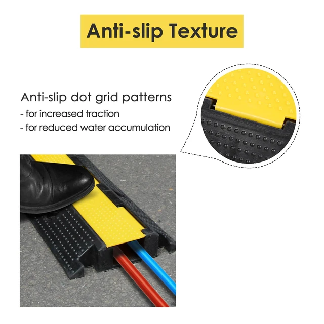Alt view image 3 of 7 - Cable Ramp Protector 1 Channel Garden Hose Protecitive 22000 Lbs Load Capacity Heavy Duty Speed Bump for Road Driveway Walkway, 2 Packs