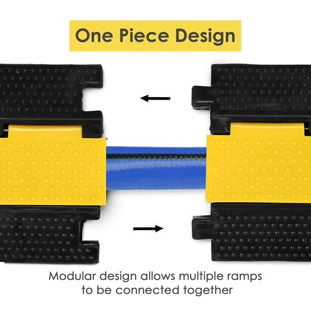 Alt view image 5 of 7 - Cable Ramp Protector 1 Channel Garden Hose Protecitive 22000 Lbs Load Capacity Heavy Duty Speed Bump for Road Driveway Walkway, 2 Packs