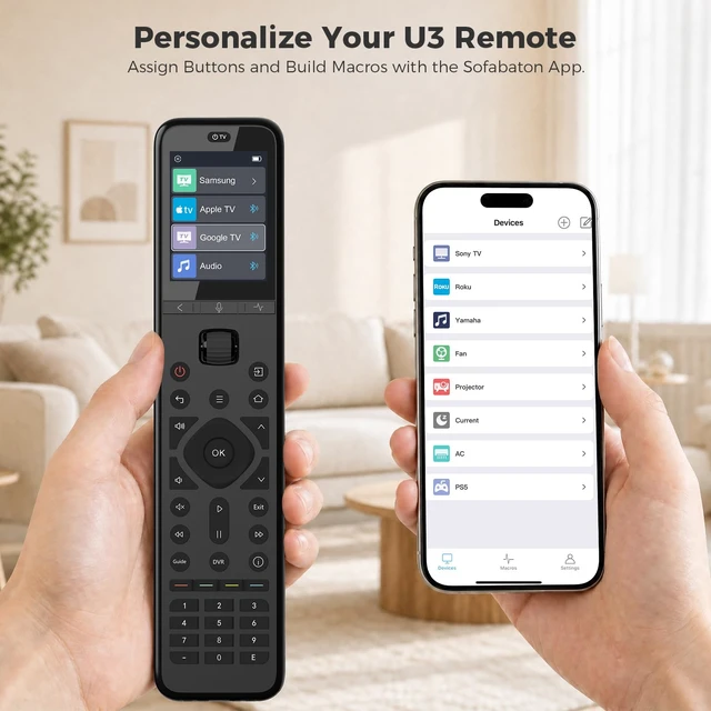 Alt view image 6 of 7 - U3 Universal Remote Control,All in One Smart Remote Control Scroll Wheel,Air Mouse,Bluetooth Multipoint,Works with IR/BT/RF Devices,Voice Control with Google Assistant,Customize App