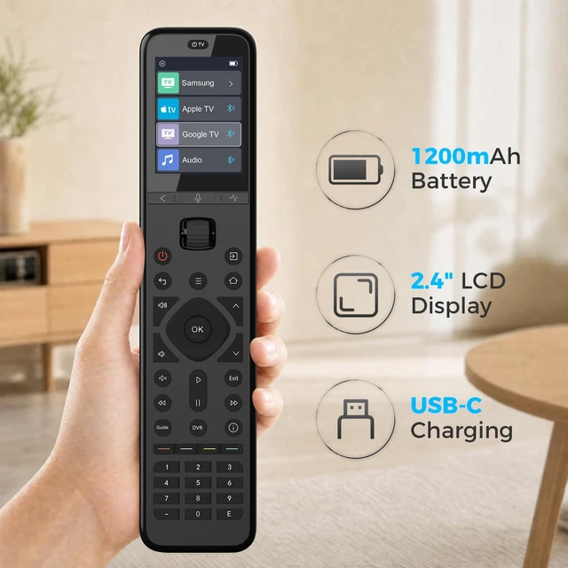 Alt view image 7 of 7 - U3 Universal Remote Control,All in One Smart Remote Control Scroll Wheel,Air Mouse,Bluetooth Multipoint,Works with IR/BT/RF Devices,Voice Control with Google Assistant,Customize App