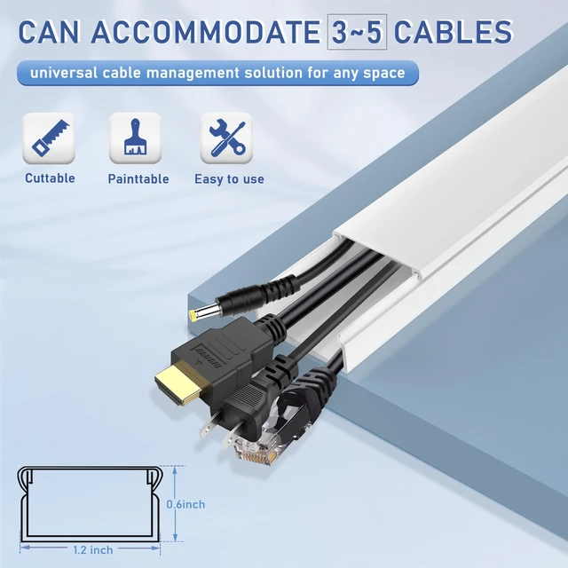 Alt view image 2 of 7 - Cable Cover Wall - Cord Hiders for TV on Wall, 157 Inches Cable Cover Channel, White