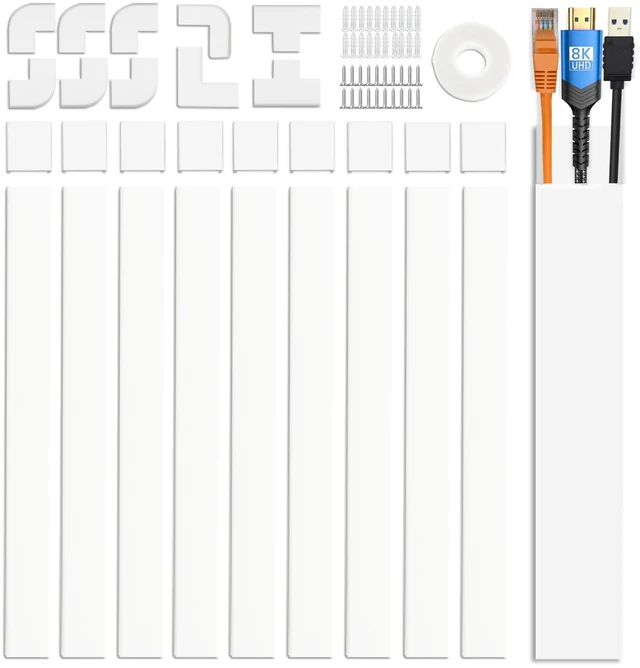Main image of Cable Cover Wall - Cord Hiders for TV on Wall, 157 Inches Cable Cover Channel, White