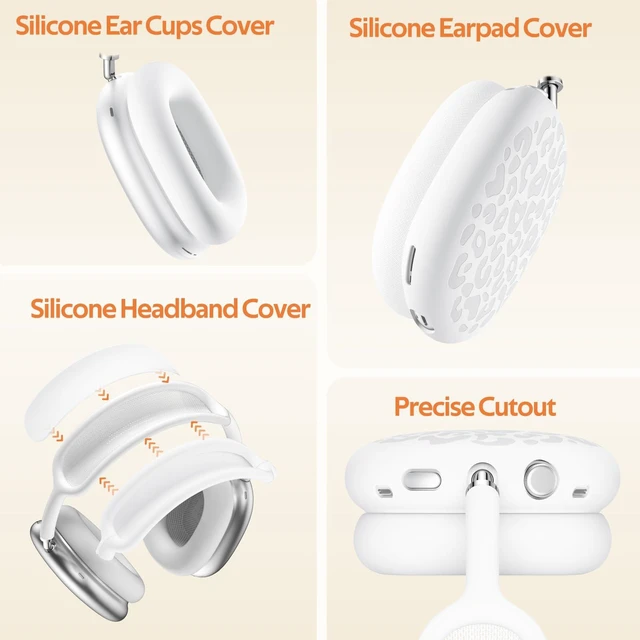 Alt view image 5 of 7 - Leopard Silicone Case Cover for AirPods Max Headphones,Ear Pad Case Cover/Ear Cups Cover/Headband Cover for AirPod Max (USB-C/Lightning) Accessories Silicone Protector for Apple AirPods Max
