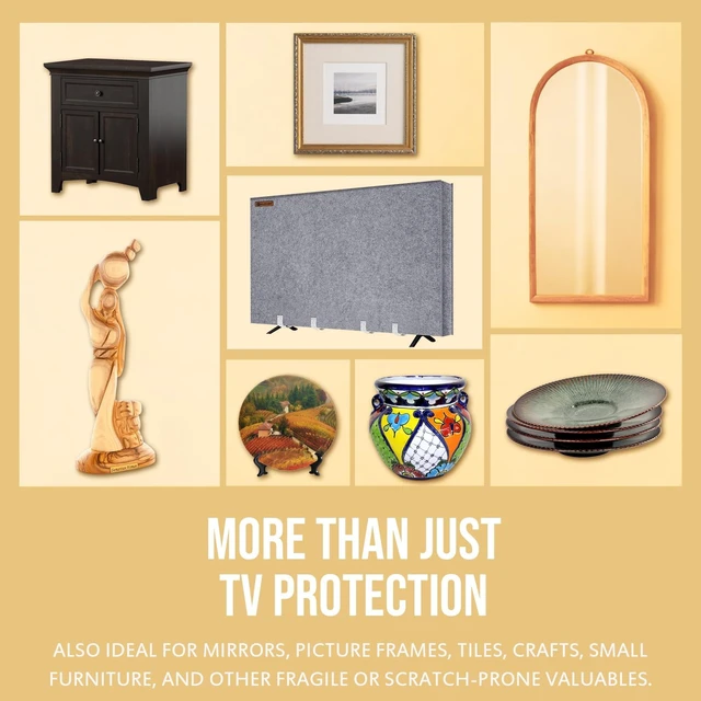 Alt view image 7 of 7 - TV Cover for Moving, 70"-75" Tear Resistance Thick Felt TV Cover Reusable Anti-Scratch TV Screen Protector, TV Dust Covers with Bottom Straps, TV Wrapping for Renovation, Painting, Storage