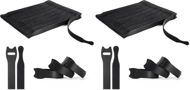 Main image of 110PCS Reusable Cable Ties, Adjustable 8-inch Cord Organizer Ties, Multi-purpose Hook Loop Cable Management Wire Ties for Organizing Home, Office, Data Centers, Black (Pack of 2)