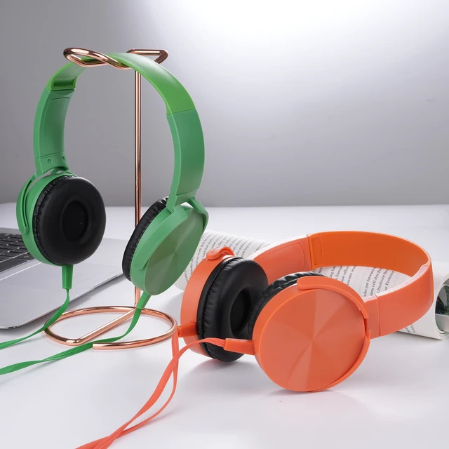Alt view image 2 of 7 - 2 Pack Kids Headphones for School Classroom Students, Wired Headphones Durable Class Set Earphones for Children Toddler Teens Boys Girls and Adult (LS450, Green+Orange)