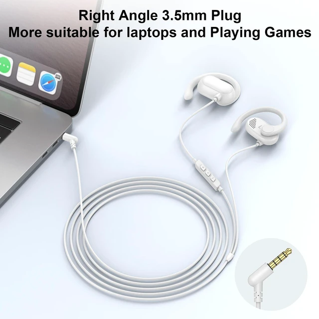 Alt view image 3 of 7 - Open Ear Headphones Wired 3.5mm Earphones for Chormebook Laptop PC 3.5mm Over Earbuds Wired with Ear Hooks& Microphone,Plug in EarBud for Samsung A15 A14/Kindle Fire Zoom Office Running Sport