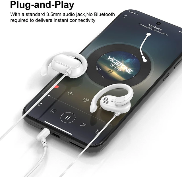 Alt view image 5 of 7 - Open Ear Headphones Wired 3.5mm Earphones for Chormebook Laptop PC 3.5mm Over Earbuds Wired with Ear Hooks& Microphone,Plug in EarBud for Samsung A15 A14/Kindle Fire Zoom Office Running Sport