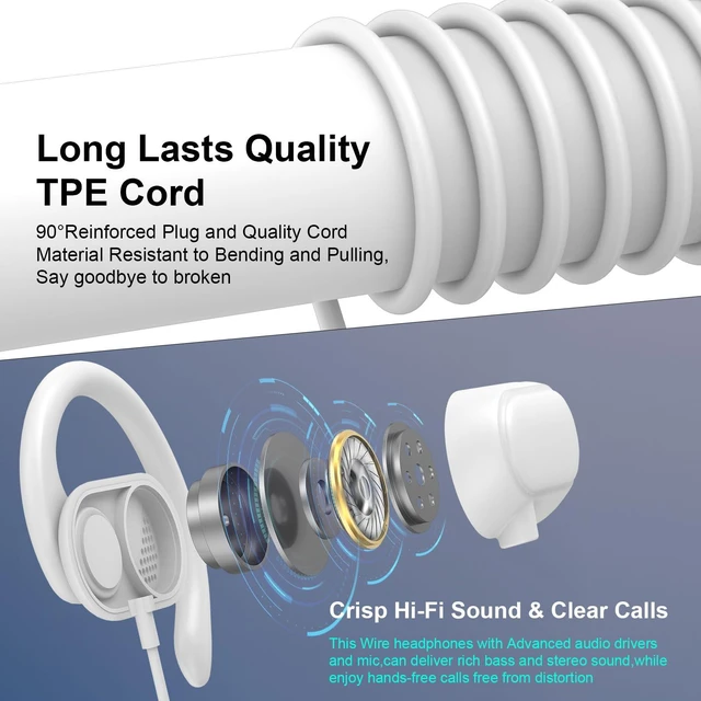 Alt view image 6 of 7 - Open Ear Headphones Wired 3.5mm Earphones for Chormebook Laptop PC 3.5mm Over Earbuds Wired with Ear Hooks& Microphone,Plug in EarBud for Samsung A15 A14/Kindle Fire Zoom Office Running Sport