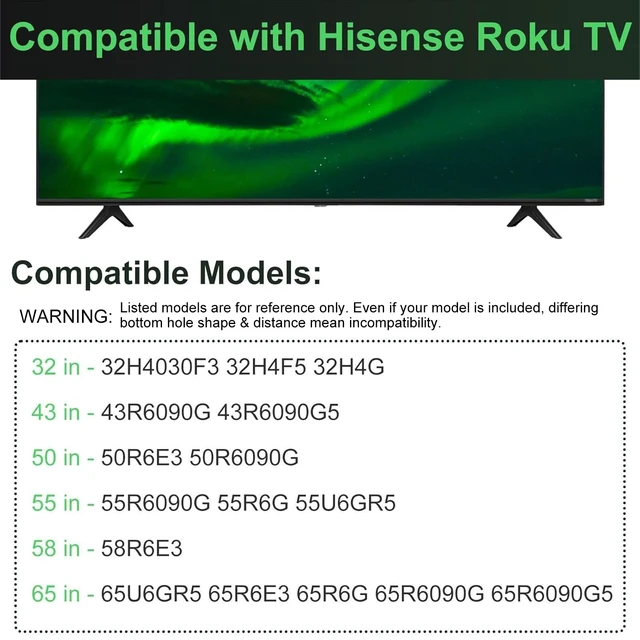 Alt view image 3 of 7 - TV Stand for Hisense TV Legs, TV Stand Legs for Hisense Select TV Model, for 50R6E3 55R6090G 55R6G 55U6GR5 58R6E3 32H4030F3 65R6090G5, with Screws