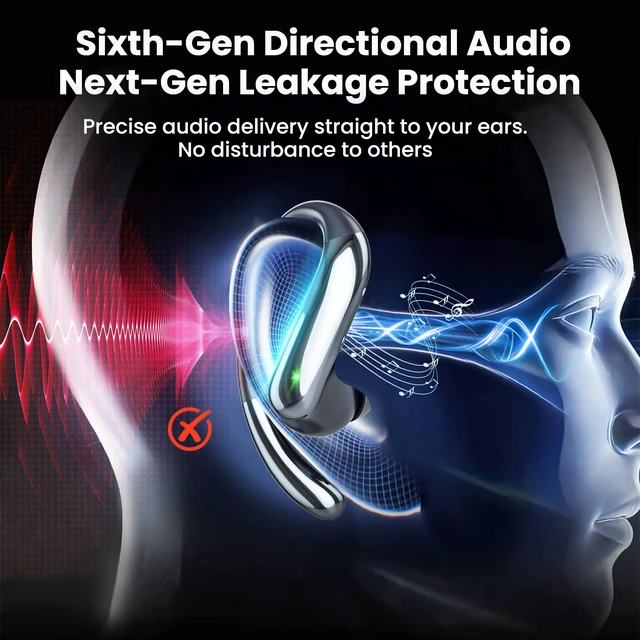 Alt view image 3 of 7 - Active Noise Cancelling Earbuds Wireless Earbuds Bluetooth 6.0 Headphones, Hi-Res Audio Clear Calls Earphones with Over Ear Hooks for Running Gym Workout Travel Black