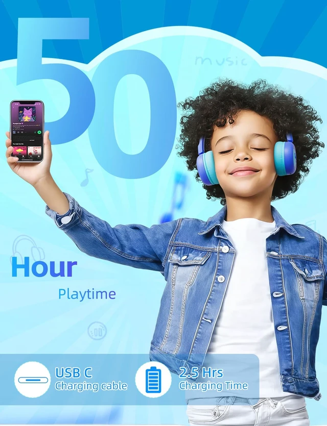 Alt view image 6 of 7 - Kids Bluetooth Headphones,Toddler Headphones with Microphone,85dB Volume Limited,Bluetooth 5.4 Twistable Lightweight Kids Wireless Earphones for Boy Girl Tablet Travel School