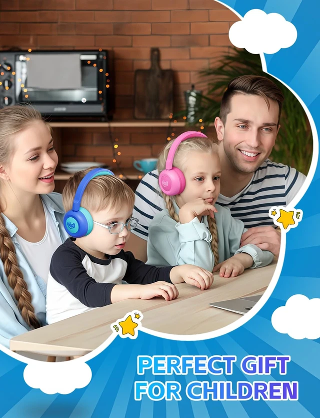 Alt view image 7 of 7 - Kids Bluetooth Headphones,Toddler Headphones with Microphone,85dB Volume Limited,Bluetooth 5.4 Twistable Lightweight Kids Wireless Earphones for Boy Girl Tablet Travel School