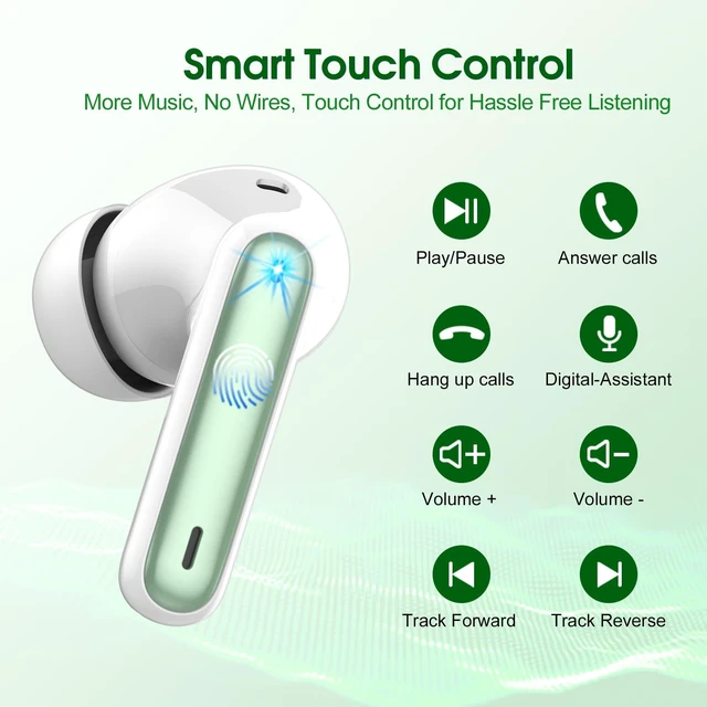 Alt view image 7 of 7 - Wireless Earbuds, 2025 Bluetooth Headphones 5.3 HiFi Stereo Earphones, 40H Playtime in-Ear Earbud, Bluetooth Earbud with LED Power Display, IP7 Waterproof Earphones Sport Headset for Android iOS