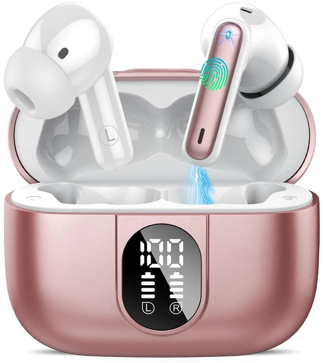 Main image of Wireless Earbuds, 2024 Bluetooth Headphones 5.3 HiFi Stereo Earphones, 40H Playtime in-Ear Earbud, Bluetooth Earbud with Dual Mic Call, IP7 Waterproof Earphones Sport Headset for iOS