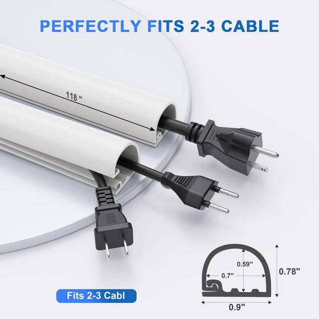 Alt view image 4 of 7 - Cord Hider, 118" Cable Hider, Cord Covers for Wires on Wall, Fits 2 Cables Silicone Wire Cover for Wall Mounted TV, Self-Adhesive, Side-opening, Cuttable, Flame-retardant, For 2-4 cables, Home, office