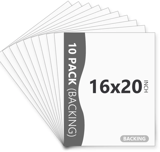 Main image of 10 Pack White Backing Board, 16x20 Uncut Picture Frame Mat Boards Acid Free Matte Backerboards for Pictures, Photos, and Prints