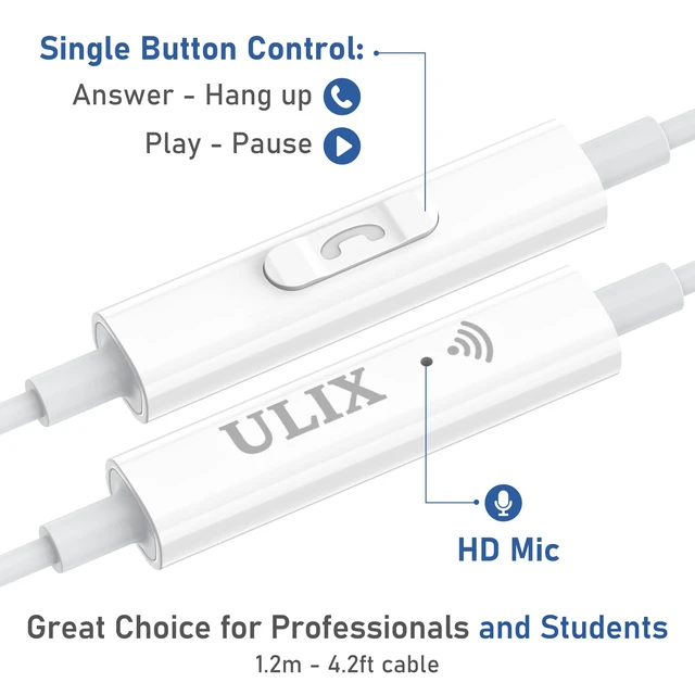 Alt view image 3 of 7 - Rider Wired Earbuds in-Ear Headphones, Earphones with Microphone, with Anti-Tangle Cable, Ear Buds for iPhone, iPad, Samsung, School Students, Kids, Women, Small Ears - White