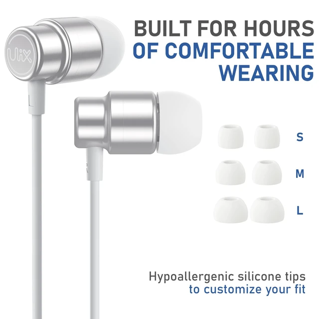 Alt view image 6 of 7 - Rider Wired Earbuds in-Ear Headphones, Earphones with Microphone, with Anti-Tangle Cable, Ear Buds for iPhone, iPad, Samsung, School Students, Kids, Women, Small Ears - White