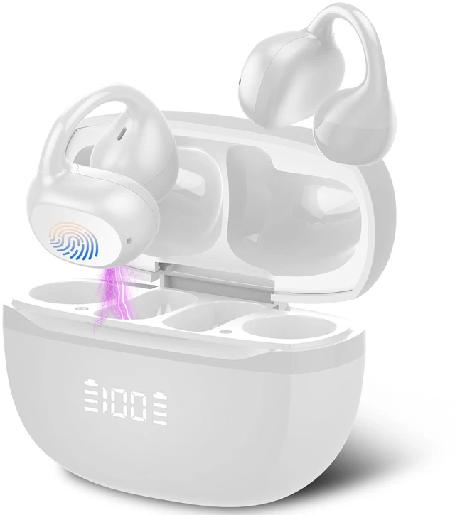Main image of Open Ear Earbuds,Wireless Earbuds Bluetooth 5.4 Ergonomic Clip-On Ear Buds, Bone Conduction Over The Ear Headphones 48H Playtime, Perfect Running Headphones for Sports IPX7 Waterproof
