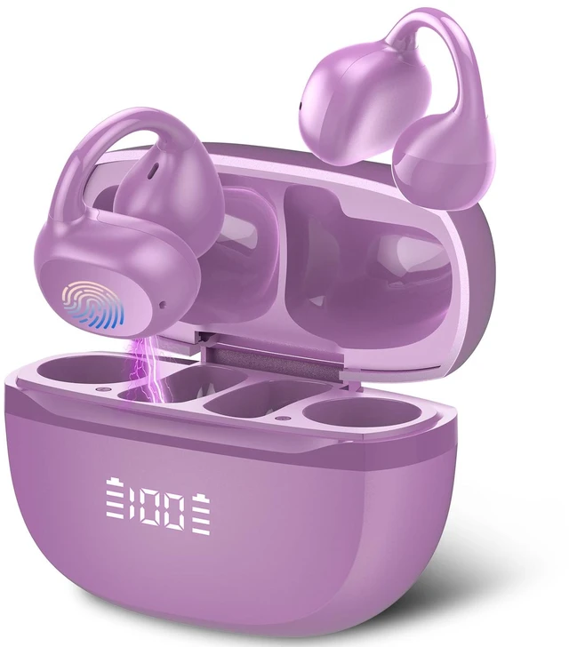 Main image of Open Ear Earbuds,Wireless Earbuds Bluetooth 5.4 Ergonomic Clip-On Ear Buds, Bone Conduction Over The Ear Headphones 48H Playtime, Perfect Running Headphones for Sports IPX7 Waterproof