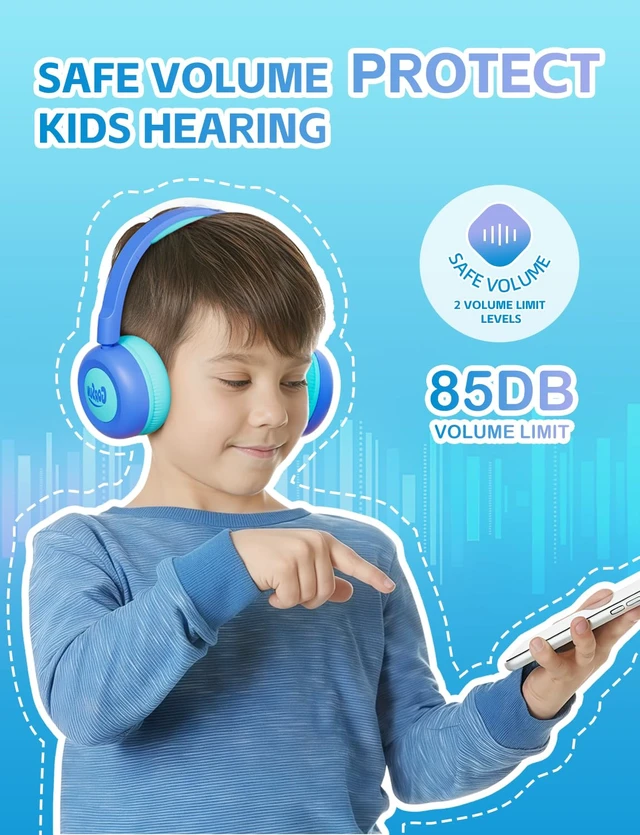 Alt view image 3 of 7 - Kids Bluetooth Headphones,Toddler Headphones with Microphone,85dB Volume Limited,Bluetooth 5.4 Twistable Lightweight Kids Wireless Earphones for Boy Girl Tablet Travel School