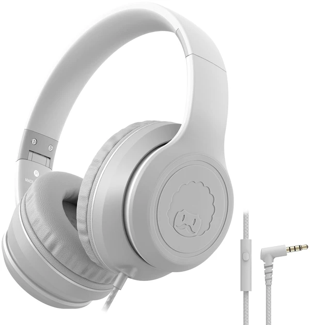 Main image of L22 Foldable Wired Headphones for Kids Girls Boys with Microphone Stereo 3.5mm Corded Head phones for School Classroom Airplane Chromebooks Computer Laptop Phones (Grey)
