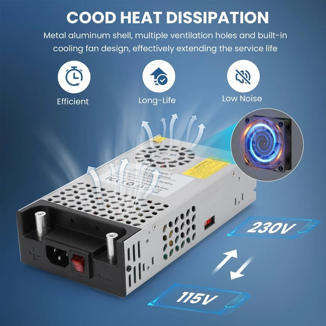 Alt view image 2 of 7 - 110V AC to 12V DC Converter 50A 600W Power Supply 12V 50A 600W Switch Power Supply AC to DC Converter for CCTV Camera System, 3D Printer, LED Strip, Computer Project