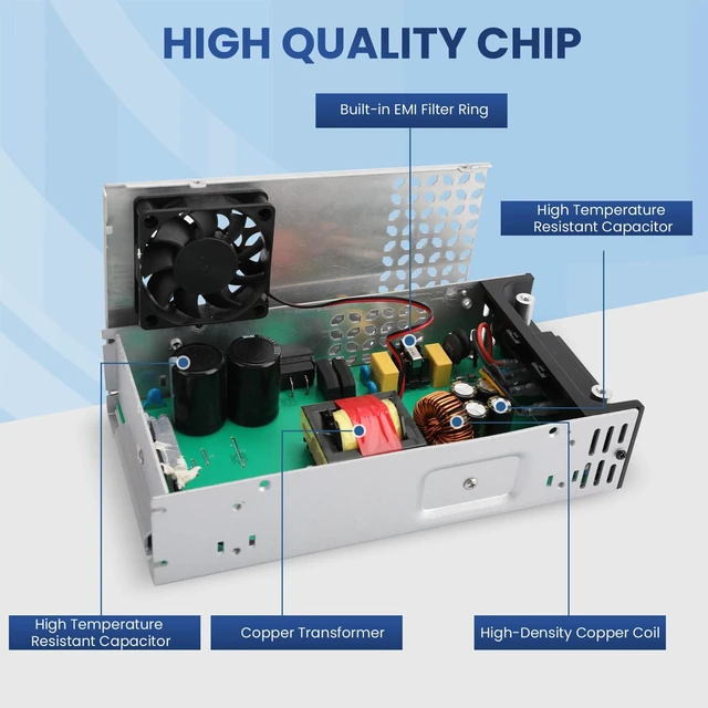Alt view image 3 of 7 - 110V AC to 12V DC Converter 50A 600W Power Supply 12V 50A 600W Switch Power Supply AC to DC Converter for CCTV Camera System, 3D Printer, LED Strip, Computer Project