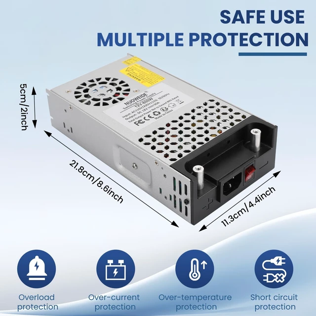 Alt view image 4 of 7 - 110V AC to 12V DC Converter 50A 600W Power Supply 12V 50A 600W Switch Power Supply AC to DC Converter for CCTV Camera System, 3D Printer, LED Strip, Computer Project