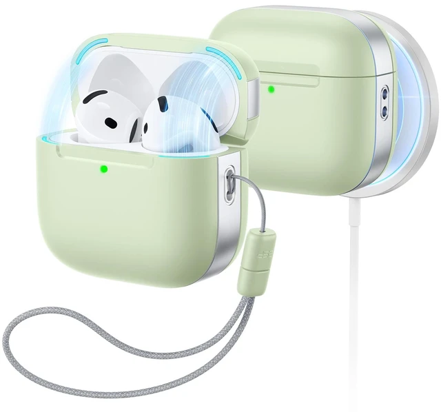 Main image of for AirPods 5/4 Gen Case, Compatible with MagSafe, Light Green Compatible With AirPods 5/4 (USB-C), Magnetic Lid, Full Drop Protection, Lanyard, Clear LED Indicator, Pulse Series