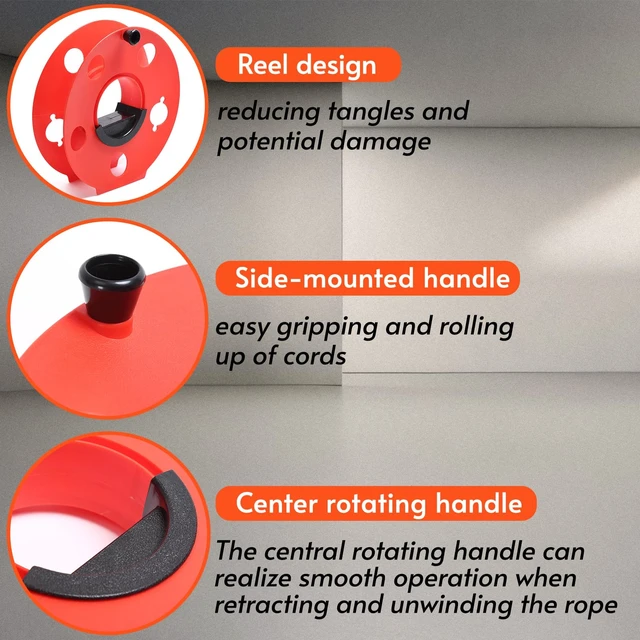 Alt view image 3 of 6 - 100 ft Extension Cord Storage Reel, Impact-Resistant Impact-Resistant Reel for Tangle-Free Cord Storage