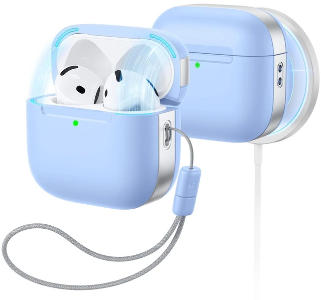 Main image of for AirPods 5/4 Gen Case, Compatible with MagSafe, Light Blue Compatible With AirPods 5/4 (USB-C), Magnetic Lid, Full Drop Protection, Lanyard, Clear LED Indicator, Pulse Series