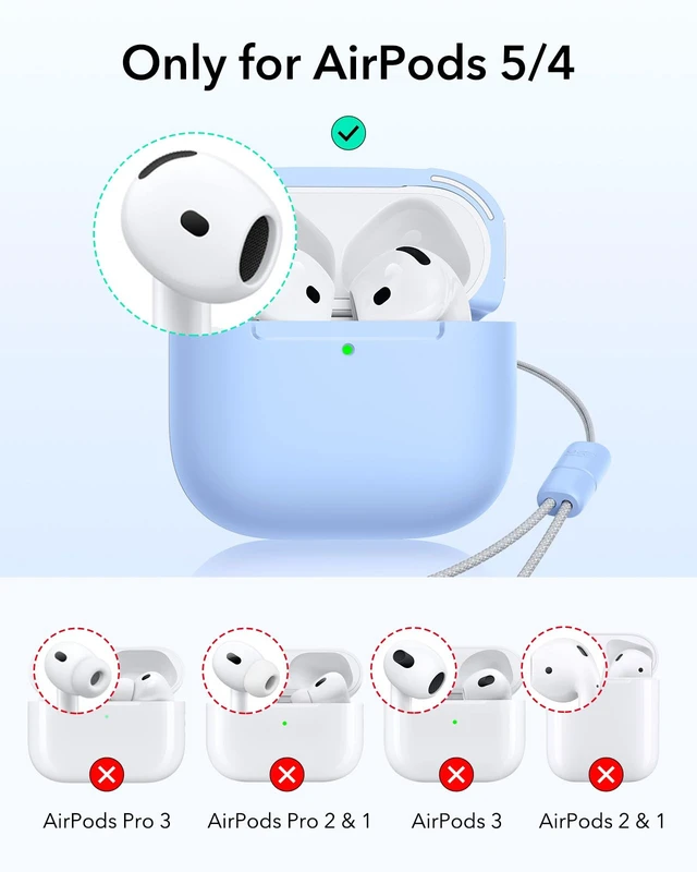 Alt view image 2 of 7 - for AirPods 5/4 Gen Case, Compatible with MagSafe, Light Blue Compatible With AirPods 5/4 (USB-C), Magnetic Lid, Full Drop Protection, Lanyard, Clear LED Indicator, Pulse Series