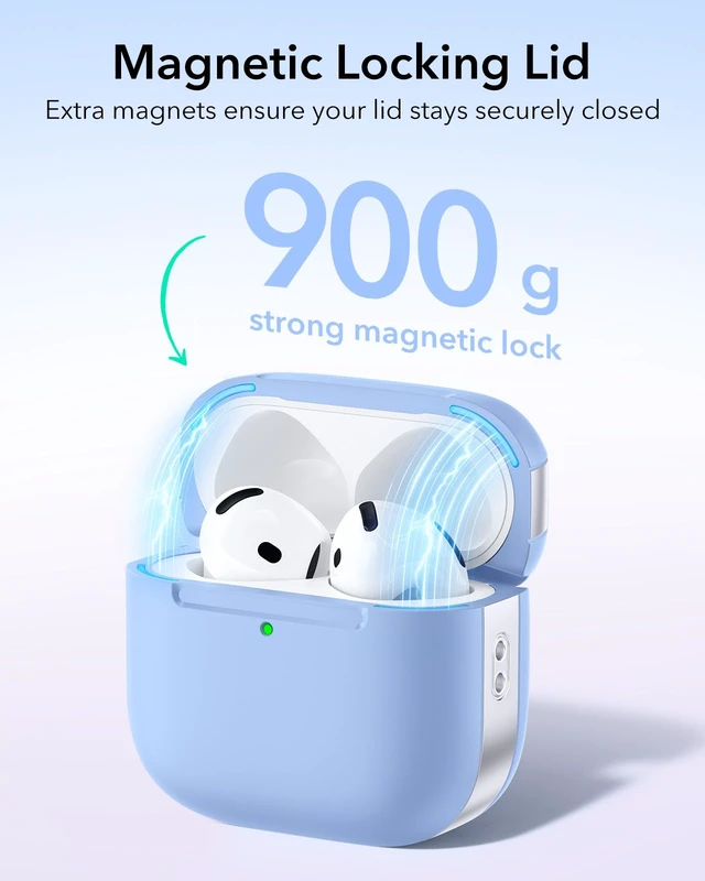 Alt view image 5 of 7 - for AirPods 5/4 Gen Case, Compatible with MagSafe, Light Blue Compatible With AirPods 5/4 (USB-C), Magnetic Lid, Full Drop Protection, Lanyard, Clear LED Indicator, Pulse Series