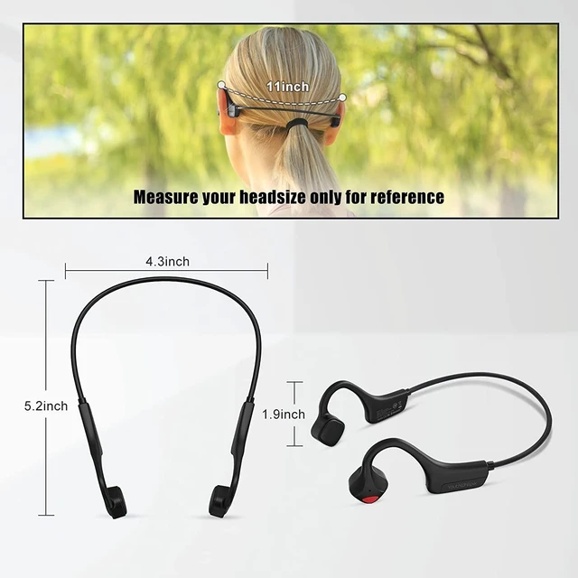 Alt view image 7 of 7 - Bone Conduction Headphones Bluetooth, Wireless Open-Ear Headset with Microphones,Titanium Lightweight Sweat Resistant, Answer Phone Call Sports Earphones for Running Hiking Bicycling