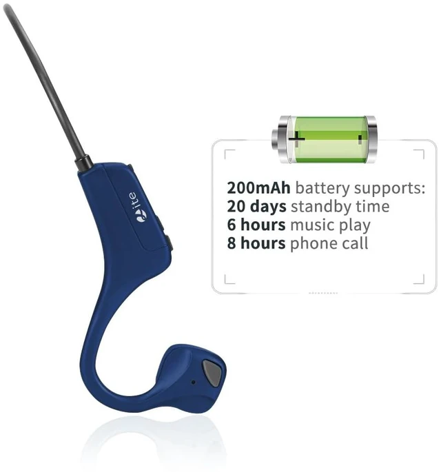 Alt view image 6 of 7 - Open Ear Bone Conduction Headphones - Bluetooth 5.0 Headset, IP65 Waterproof Earphones, Type-C Charging, Long Battery Life, 25g Lightweight