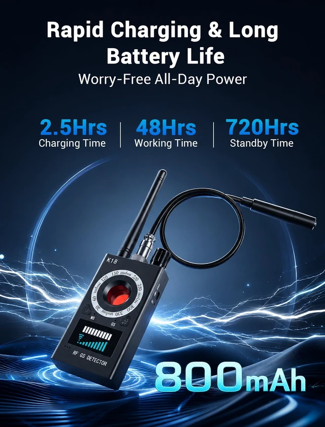 Alt view image 6 of 7 - Hidden Camera Detector,6-in-1 GPS Tracker Detector,Bug Detector RF Signal Detection, Ultra-Long Battery Life, for Airbnb & Hotels, Home & Office Use, Bathroom Safe