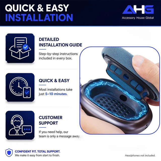 Alt view image 7 of 7 - Ear Cushions Compatible with Apple AirPods Max Headphones - Sky Blue Silicone Lined Mesh High-Density Foam Strong Magnet Ear Pads