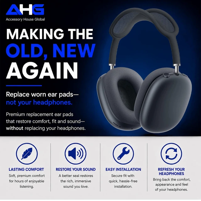 Alt view image 2 of 7 - Ear Cushions Compatible with Apple AirPods Max Headphones - Space Gray Silicone Lined Mesh High-Density Foam Strong Magnet Ear Pads