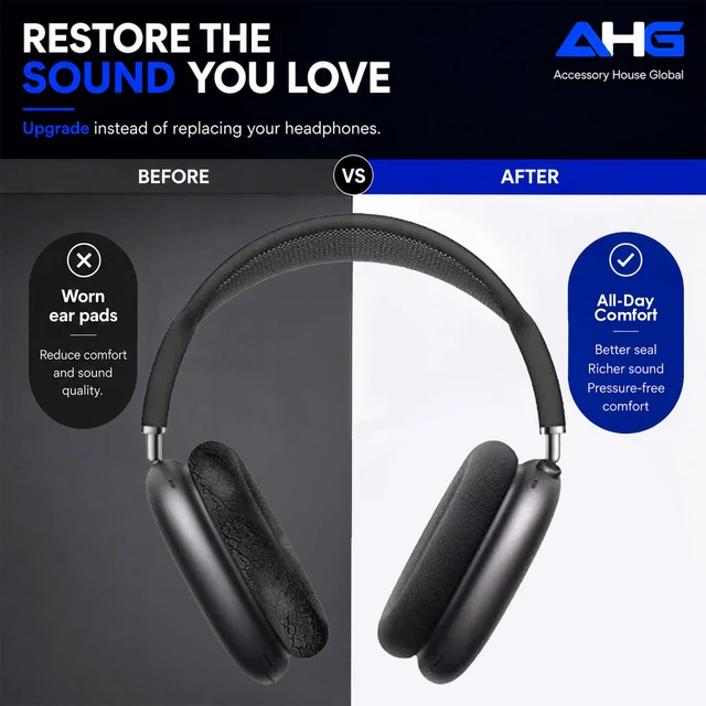 Alt view image 4 of 7 - Ear Cushions Compatible with Apple AirPods Max Headphones - Space Gray Silicone Lined Mesh High-Density Foam Strong Magnet Ear Pads