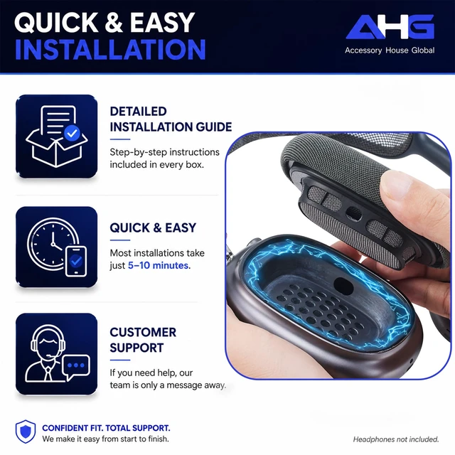 Alt view image 7 of 7 - Ear Cushions Compatible with Apple AirPods Max Headphones - Space Gray Silicone Lined Mesh High-Density Foam Strong Magnet Ear Pads